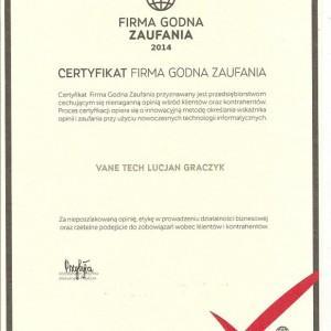 certyfikat Firma Godna Zaufania